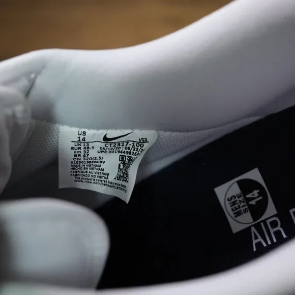 Nike Air Force 1 Craft 'White Obsidian' CT2317-100 Men's 14 2020