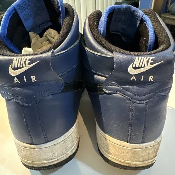 Nike Air Force 1 High Top Men’s Size 14 Blue Black With Ankle Strap A03771-994‎