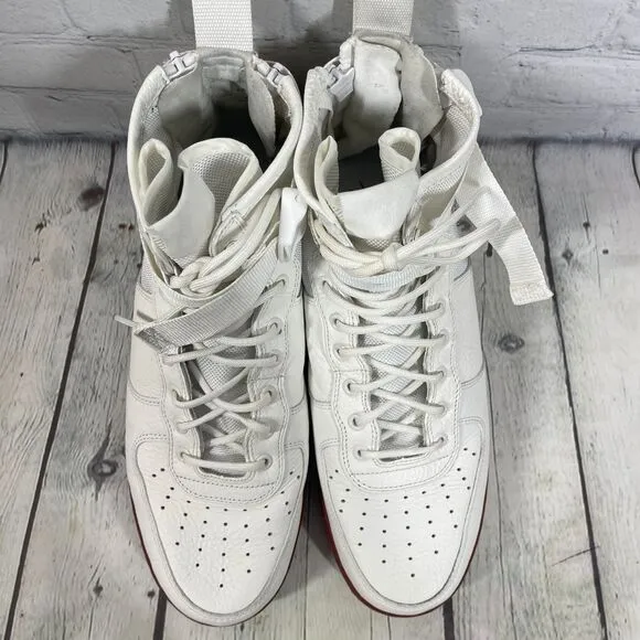 Nike Air Force 1 SF  Men 12 High Top Leather Mid Red Ivory Athletic  Shoes