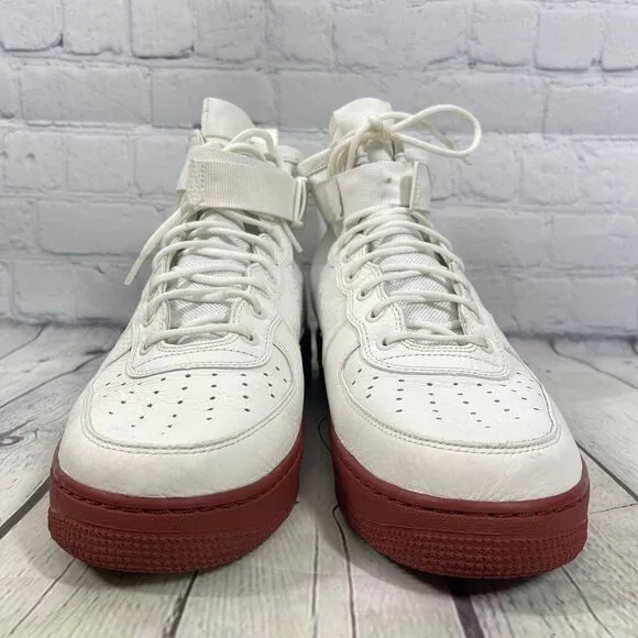 Nike Air Force 1 SF  Men 12 High Top Leather Mid Red Ivory Athletic  Shoes