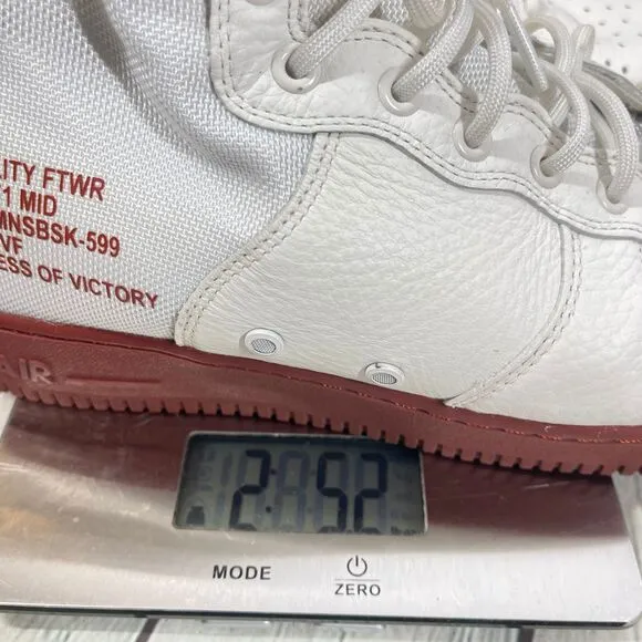 Nike Air Force 1 SF  Men 12 High Top Leather Mid Red Ivory Athletic  Shoes