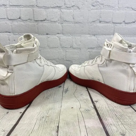 Nike Air Force 1 SF  Men 12 High Top Leather Mid Red Ivory Athletic  Shoes