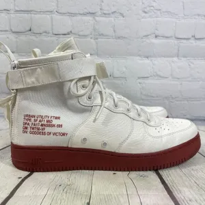 Nike Air Force 1 SF  Men 12 High Top Leather Mid Red Ivory Athletic  Shoes