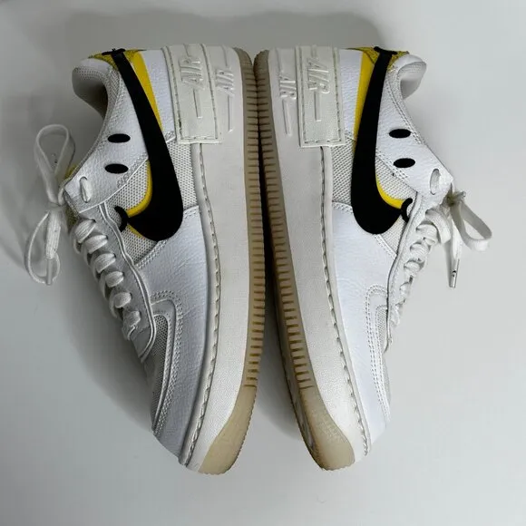 Nike Air Force 1 Shadow White Black Yellow Smiley Face Women’s Size: 8.5