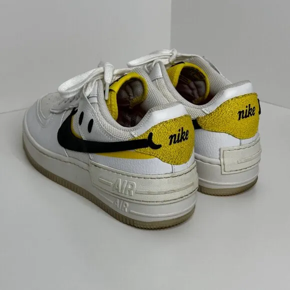 Nike Air Force 1 Shadow White Black Yellow Smiley Face Women’s Size: 8.5