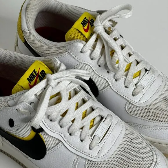 Nike Air Force 1 Shadow White Black Yellow Smiley Face Women’s Size: 8.5