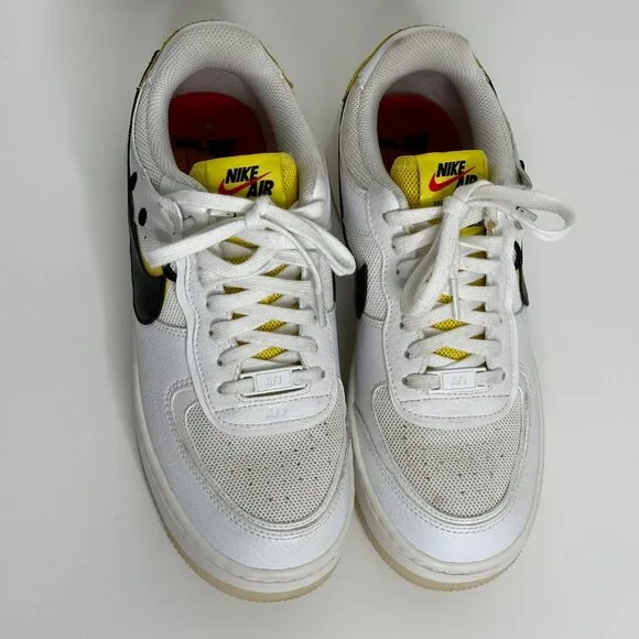 Nike Air Force 1 Shadow White Black Yellow Smiley Face Women’s Size: 8.5