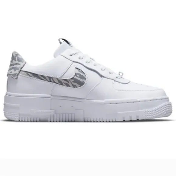 NIKE Air Force 1 White Pixel SE Zebra Sneakers