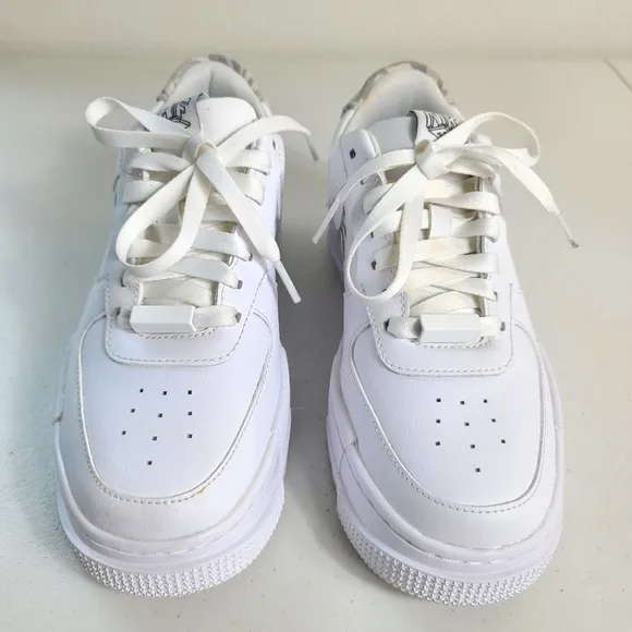 NIKE Air Force 1 White Pixel SE Zebra Sneakers