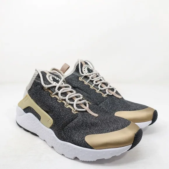 Nike Air Huarache Run Ultra SE Running Shoes Gray Gold 859516-102 Women Size 9.5