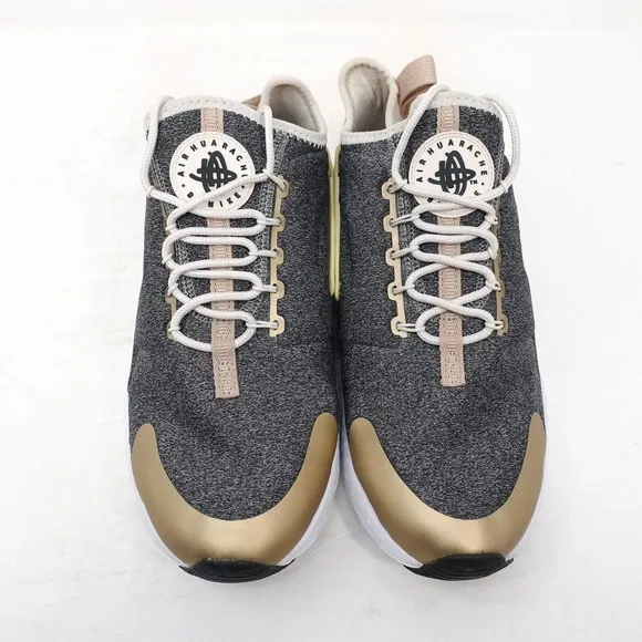Nike Air Huarache Run Ultra SE Running Shoes Gray Gold 859516-102 Women Size 9.5