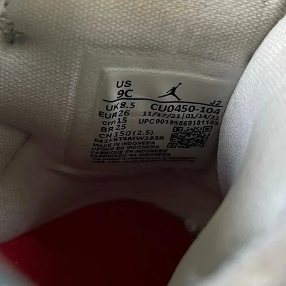 Nike Air Jordan 1 High Denim White CU0450-104 Youth Size 9C Lace Up Sneakers