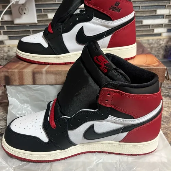 Nike Air Jordan 1 High OG in Black, White, and Red