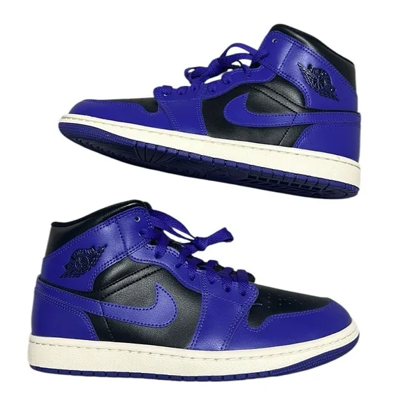 Nike  Air Jordan 1 Mid Dark Concord' BQ6472-051Black- Purple Women Size 9.5