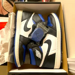 NIKE AIR JORDAN 1 RETRO HIGH OG GAME ROYAL TOE BLACK WHITE SZ 13 555088-041