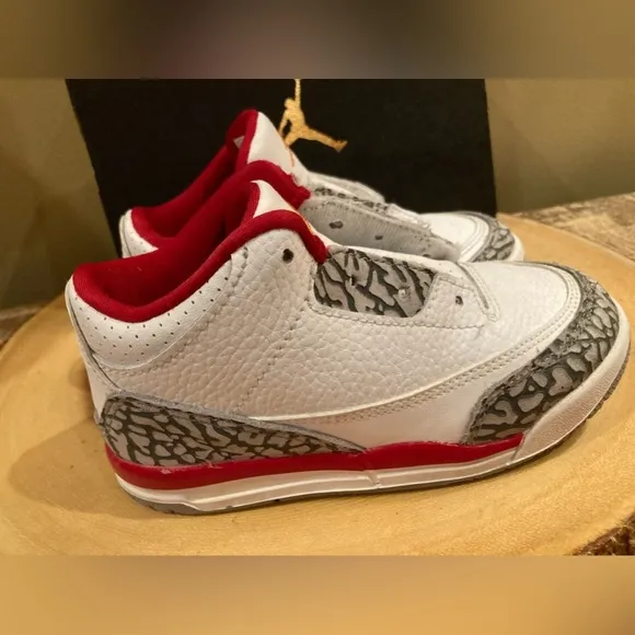 Nike air Jordan 3 retro cardinal red kids toddler shoes 832033-126 S-10C  W/box