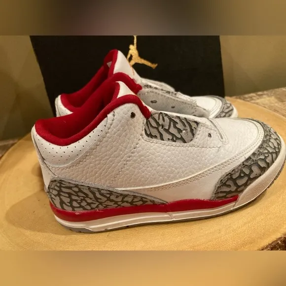 Nike air Jordan 3 retro cardinal red kids toddler shoes 832033-126 S-10C  W/box