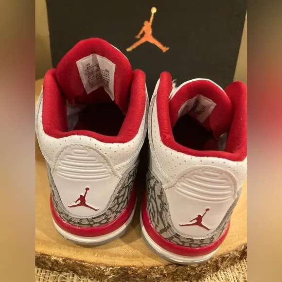 Nike air Jordan 3 retro cardinal red kids toddler shoes 832033-126 S-10C  W/box