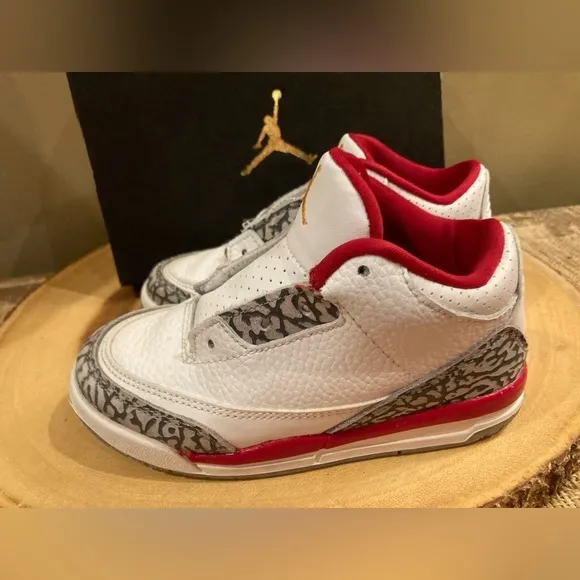 Nike air Jordan 3 retro cardinal red kids toddler shoes 832033-126 S-10C  W/box