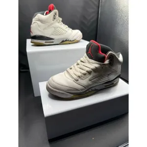 Nike Air Jordan 5 Sneakers - Fire Red and White - Size 5Y
