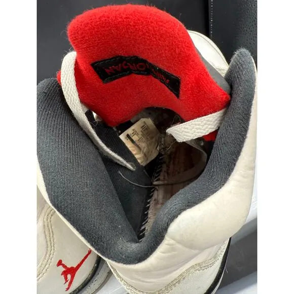 Nike Air Jordan 5 Sneakers - Fire Red and White - Size 5Y