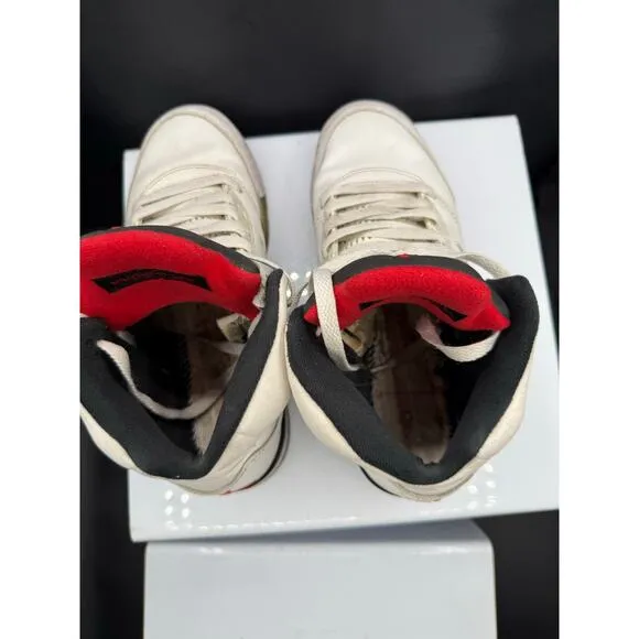 Nike Air Jordan 5 Sneakers - Fire Red and White - Size 5Y