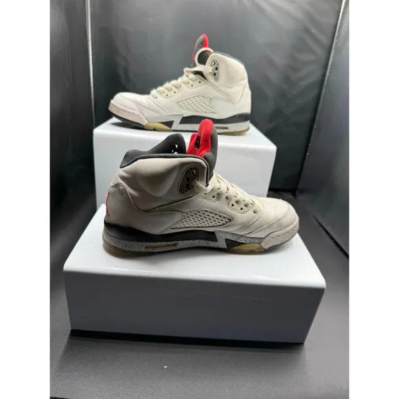 Nike Air Jordan 5 Sneakers - Fire Red and White - Size 5Y