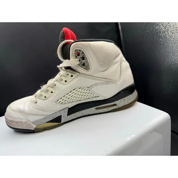 Nike Air Jordan 5 Sneakers - Fire Red and White - Size 5Y