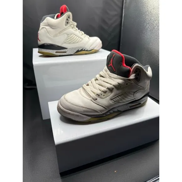 Nike Air Jordan 5 Sneakers - Fire Red and White - Size 5Y