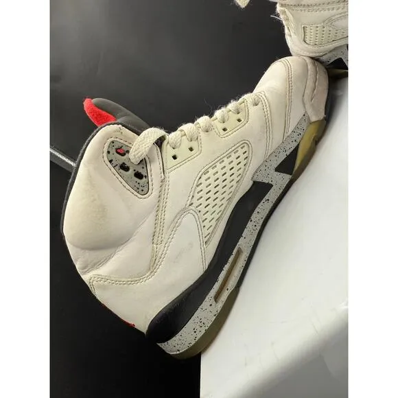 Nike Air Jordan 5 Sneakers - Fire Red and White - Size 5Y