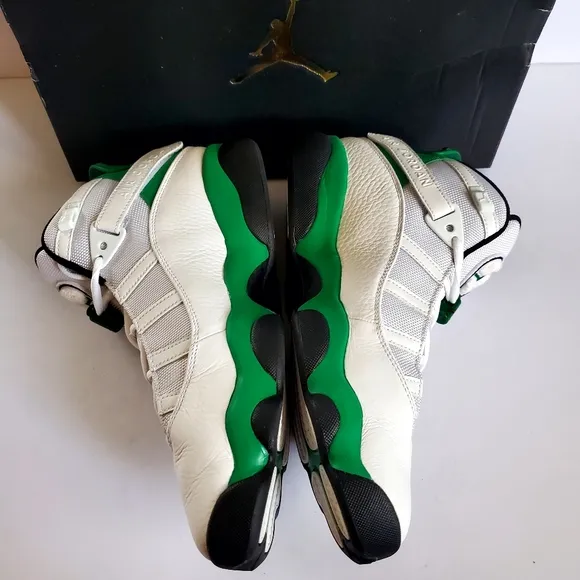 Nike Air Jordan 6 Rings in Lucky Green, White, and Black HighTop Size 9