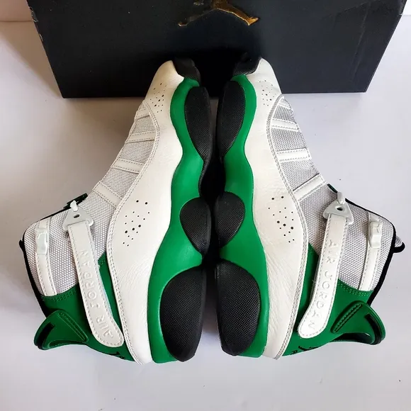 Nike Air Jordan 6 Rings in Lucky Green, White, and Black HighTop Size 9