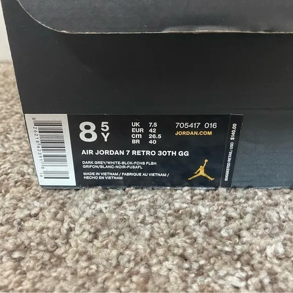 Nike Air Jordan 7 Retro 30th GG Dark Grey High Top Sneakers Men’s Shoe Size 8.5