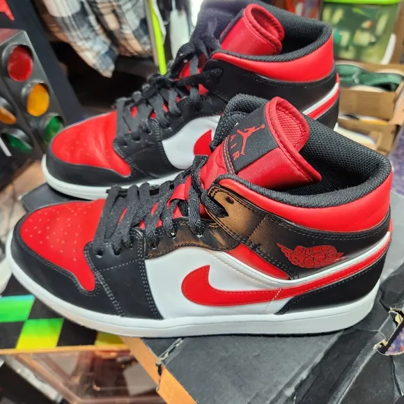 Nike Air Jordan Bred Toe Red and Black High-Top Sneakers