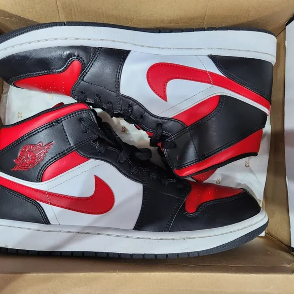 Nike Air Jordan Bred Toe Red and Black High-Top Sneakers