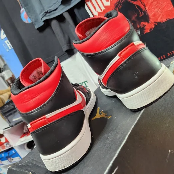 Nike Air Jordan Bred Toe Red and Black High-Top Sneakers