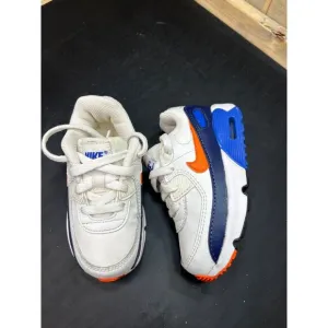 Nike Air Max 90 Toddler Shoes Size 7C White/Blue/Orange Lightweight Breathable S