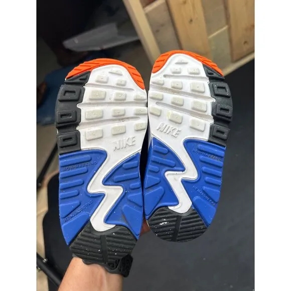 Nike Air Max 90 Toddler Shoes Size 7C White/Blue/Orange Lightweight Breathable S