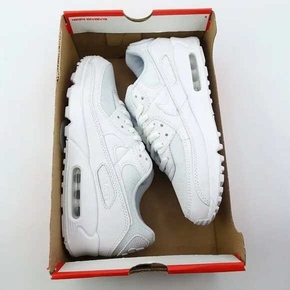 Nike Air Max 90 Triple White Sneakers CQ2560-100 Womens Size 9