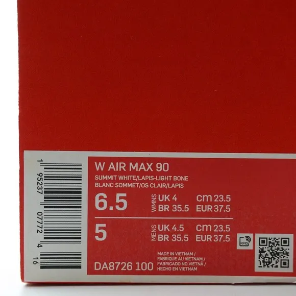 Nike Air Max 90 Women's Size 6.5 Sneaker 'Summit White' Multi-Color DA8726-100