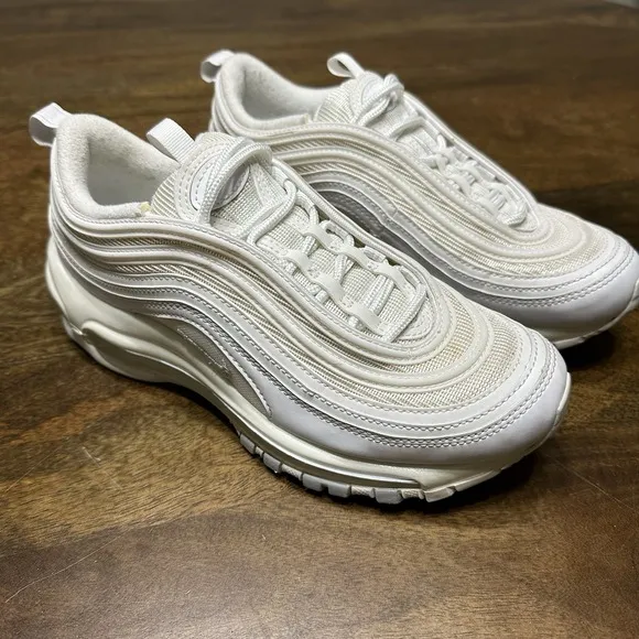 Nike Air Max 97 Wmns 7 White Platinum Running Walking Shoes Sneakers 921733-100