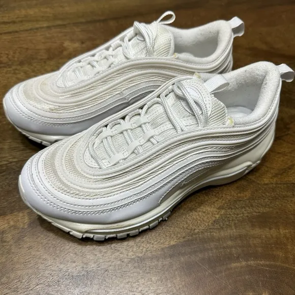 Nike Air Max 97 Wmns 7 White Platinum Running Walking Shoes Sneakers 921733-100