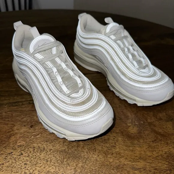 Nike Air Max 97 Wmns 7 White Platinum Running Walking Shoes Sneakers 921733-100
