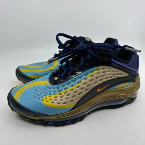 Nike Air Max Deluxe Youth AR0115-401 Kids 4Y Blue/Yellow/Black Lace-up Sneakers