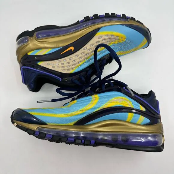Nike Air Max Deluxe Youth AR0115-401 Kids 4Y Blue/Yellow/Black Lace-up Sneakers