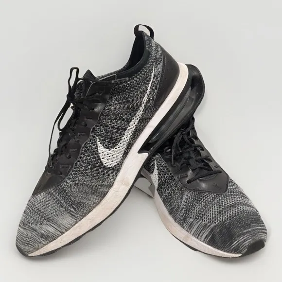 Nike Air Max Flyknit Racer Tennis Shoes Black-White Mens Sz 15 [DJ6106-001]