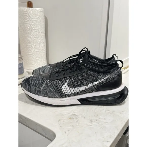 Nike Air Max Flyknit Racer Tennis Shoes Black-White Mens Sz 15 [DJ6106-001]