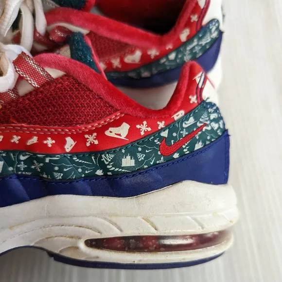 NIKE Air Max GS ugly christmas sweater holiday red blue green kids sneakers