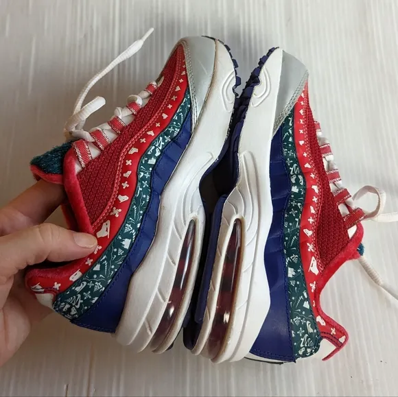 NIKE Air Max GS ugly christmas sweater holiday red blue green kids sneakers