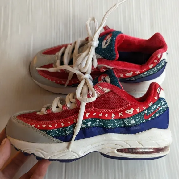 NIKE Air Max GS ugly christmas sweater holiday red blue green kids sneakers